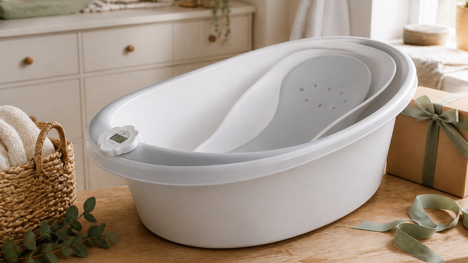 Gift-ready freestanding baby bath with eco packaging