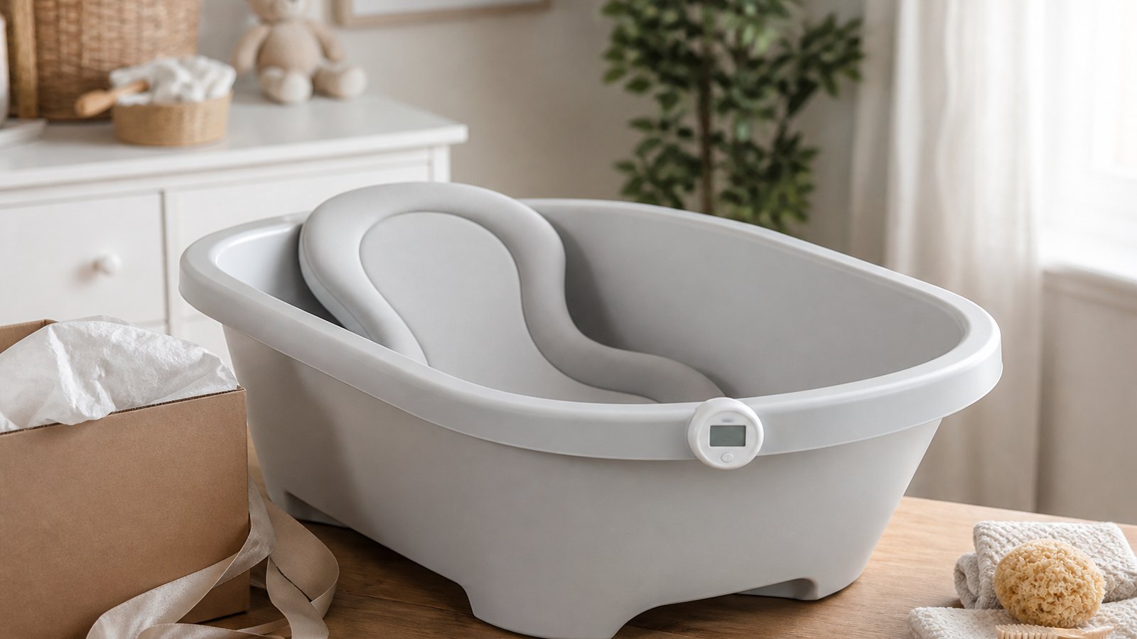 Gift-ready freestanding baby bath with eco packaging