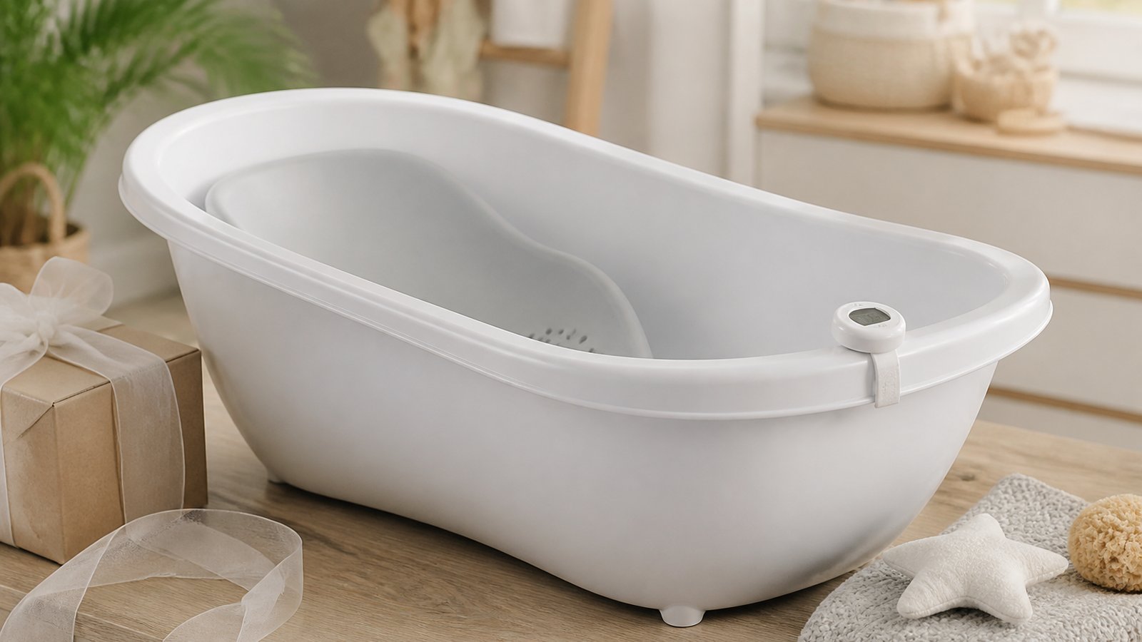 Gift-ready freestanding baby bath with eco packaging
