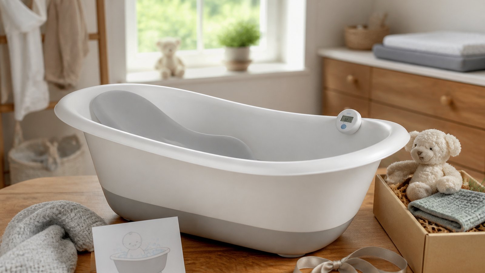 Gift-ready freestanding baby bath with eco packaging